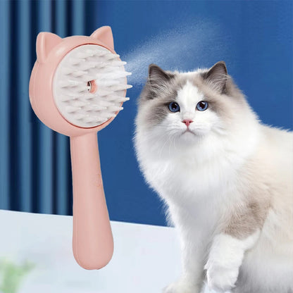 Rechargeable Mist Grooming Brush for Indoor Cats - Calming Deshedding and Massage Tool