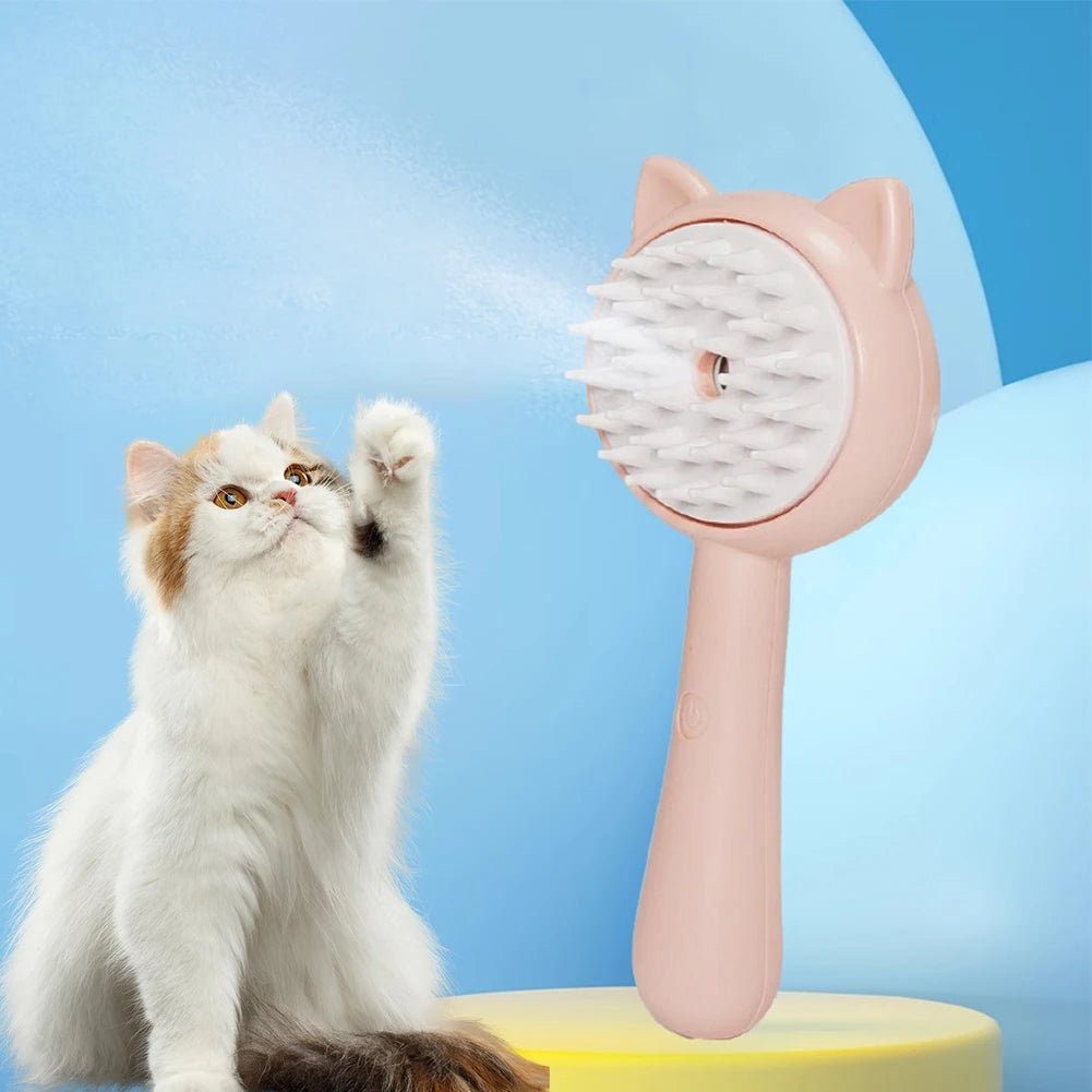 Rechargeable Mist Grooming Brush for Indoor Cats - Calming Deshedding and Massage Tool