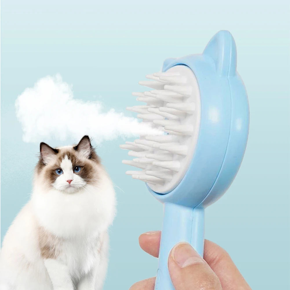 Rechargeable Mist Grooming Brush for Indoor Cats - Calming Deshedding and Massage Tool