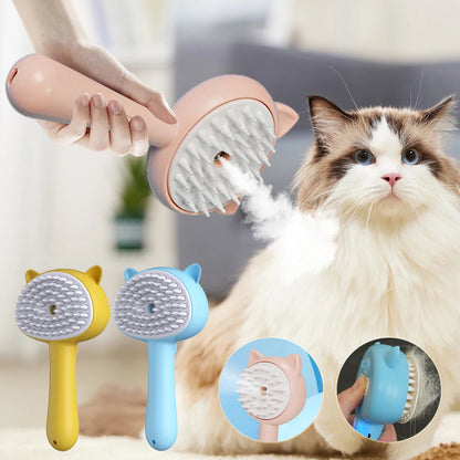 Rechargeable Mist Grooming Brush for Indoor Cats - Calming Deshedding and Massage Tool