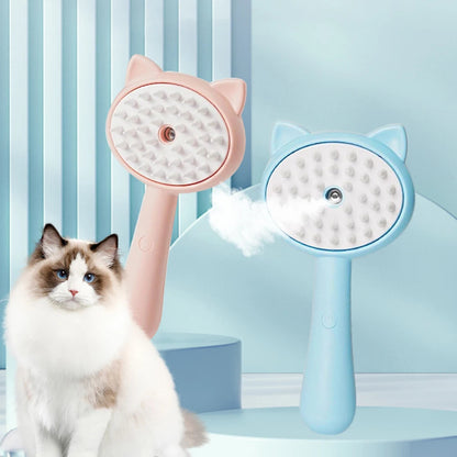 Rechargeable Mist Grooming Brush for Indoor Cats - Calming Deshedding and Massage Tool
