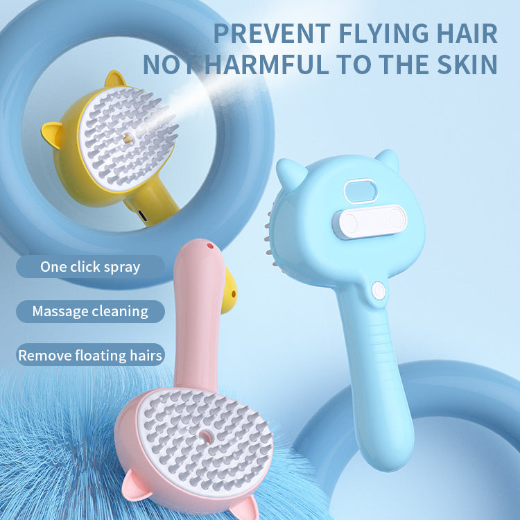 Rechargeable Mist Grooming Brush for Indoor Cats - Calming Deshedding and Massage Tool